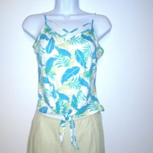 Poof Feather Print Boho Sleeveless Top